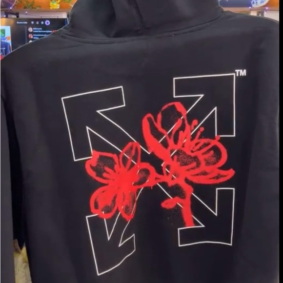 Off-White womans crop hoodie with Red Floral Design 2025